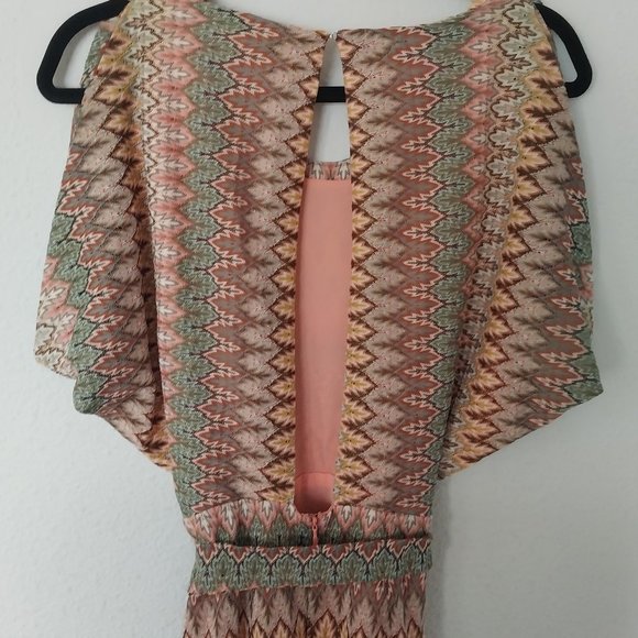 Ark & Co Multicolor Geometric Print Open Back Mini Dress with Tie - Picture 6 of 8